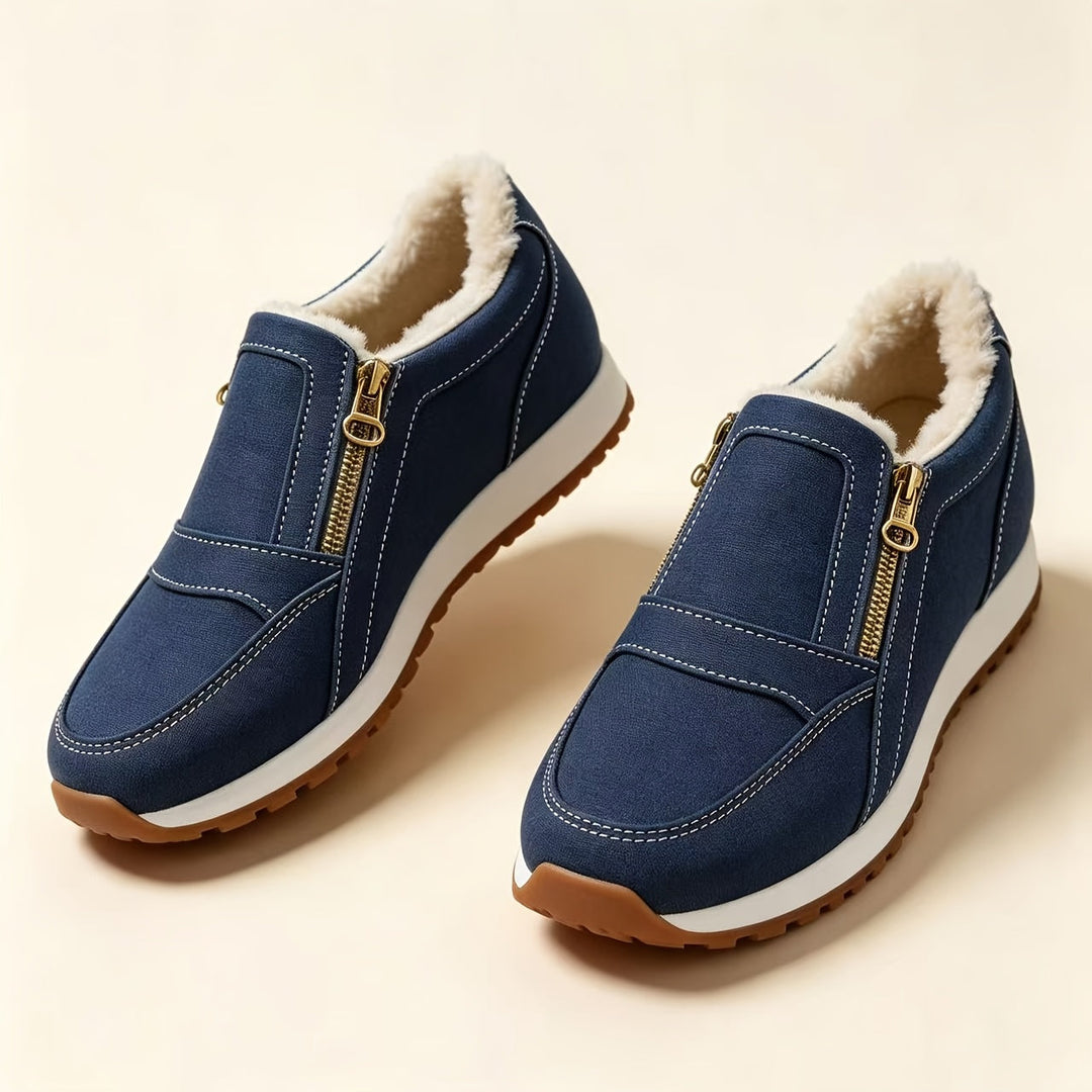 Janne – Teplé slip-on tenisky s dvojitým zipem
