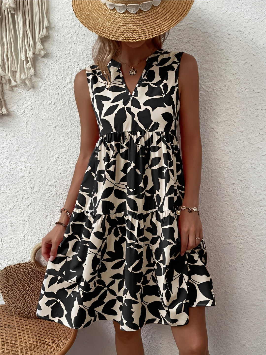 Tianna - Elegantní šaty s výstřihem do V a potiskem pro ženy