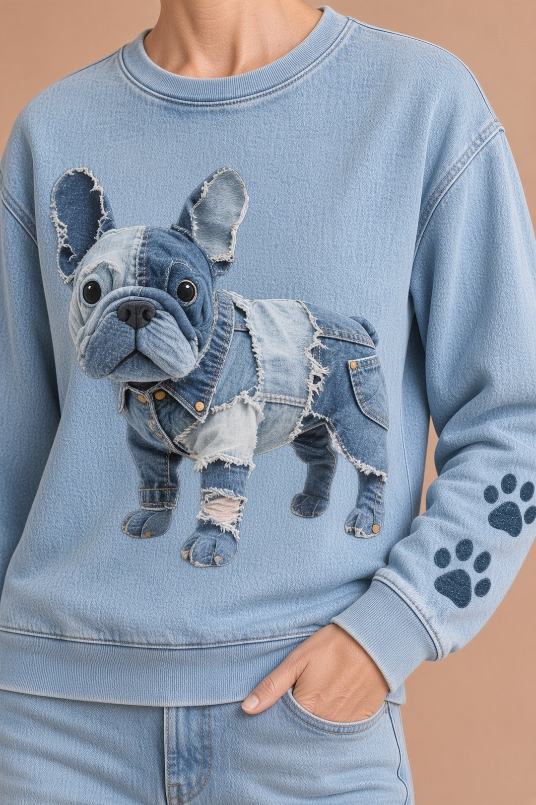 Vida – Patchwork-huppari ranskanbulldogilla naisille – kuva 5