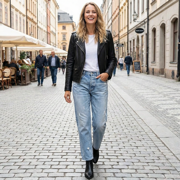 Naisten farkut | Cropped malli, joustava denim | Mukava istuvuus