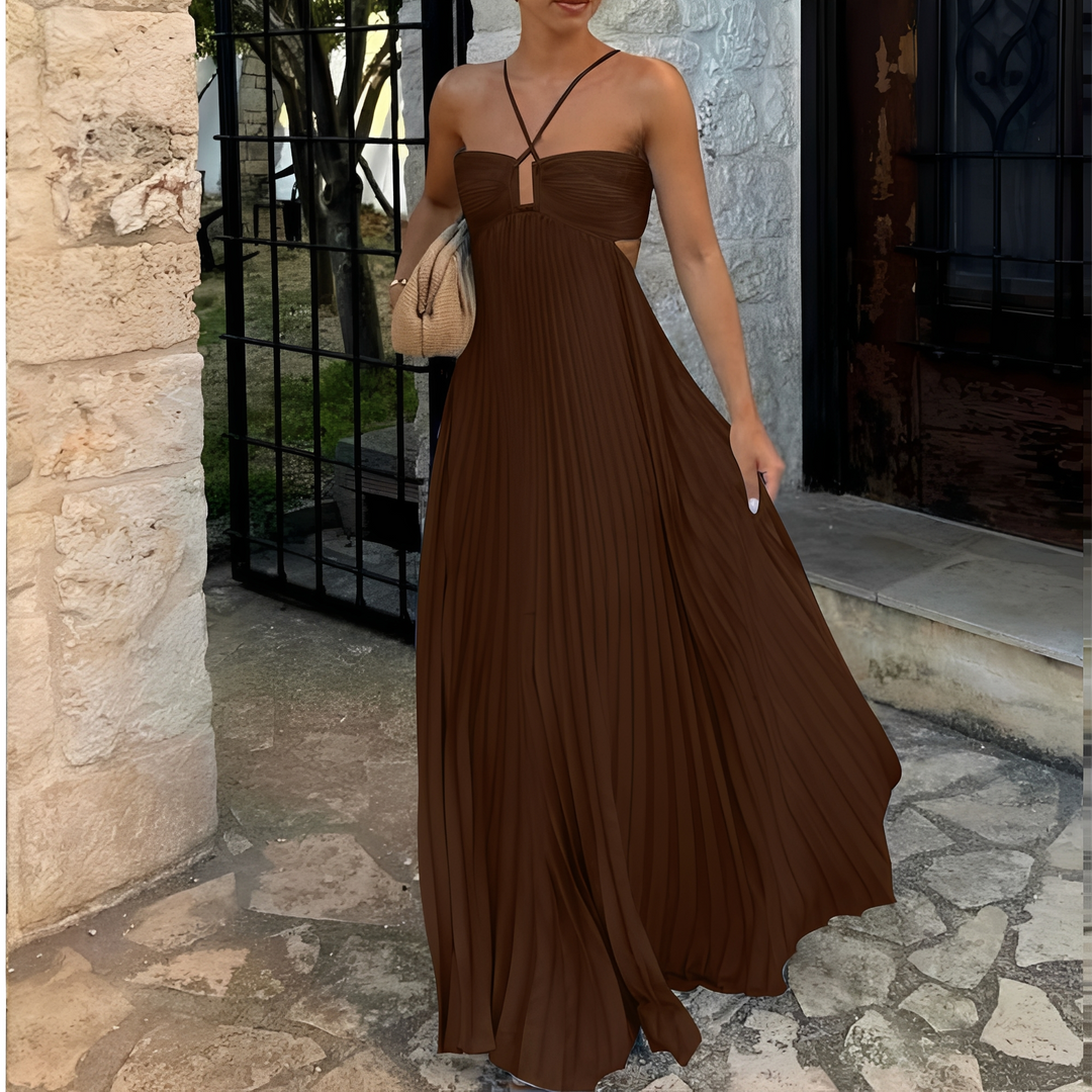 Marnie - Elegantní maxi šaty s sklady pro ženy