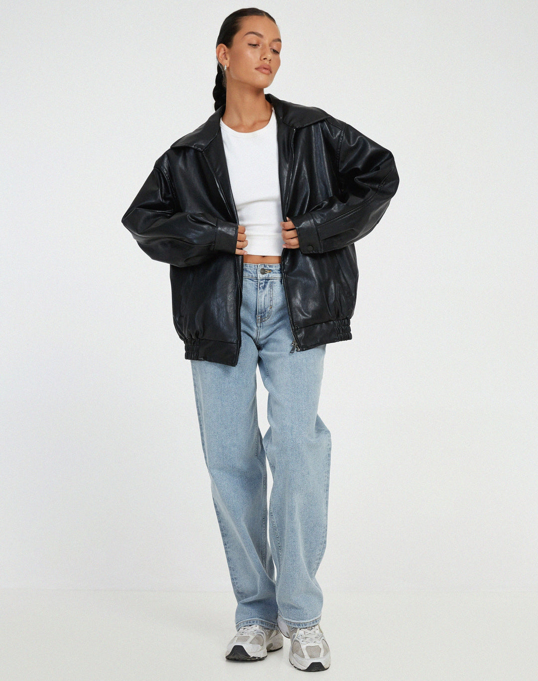 Dámský oversize bomber z umělé kůže