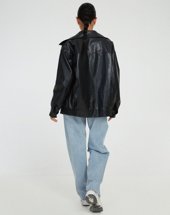 Dámský oversize bomber z umělé kůže