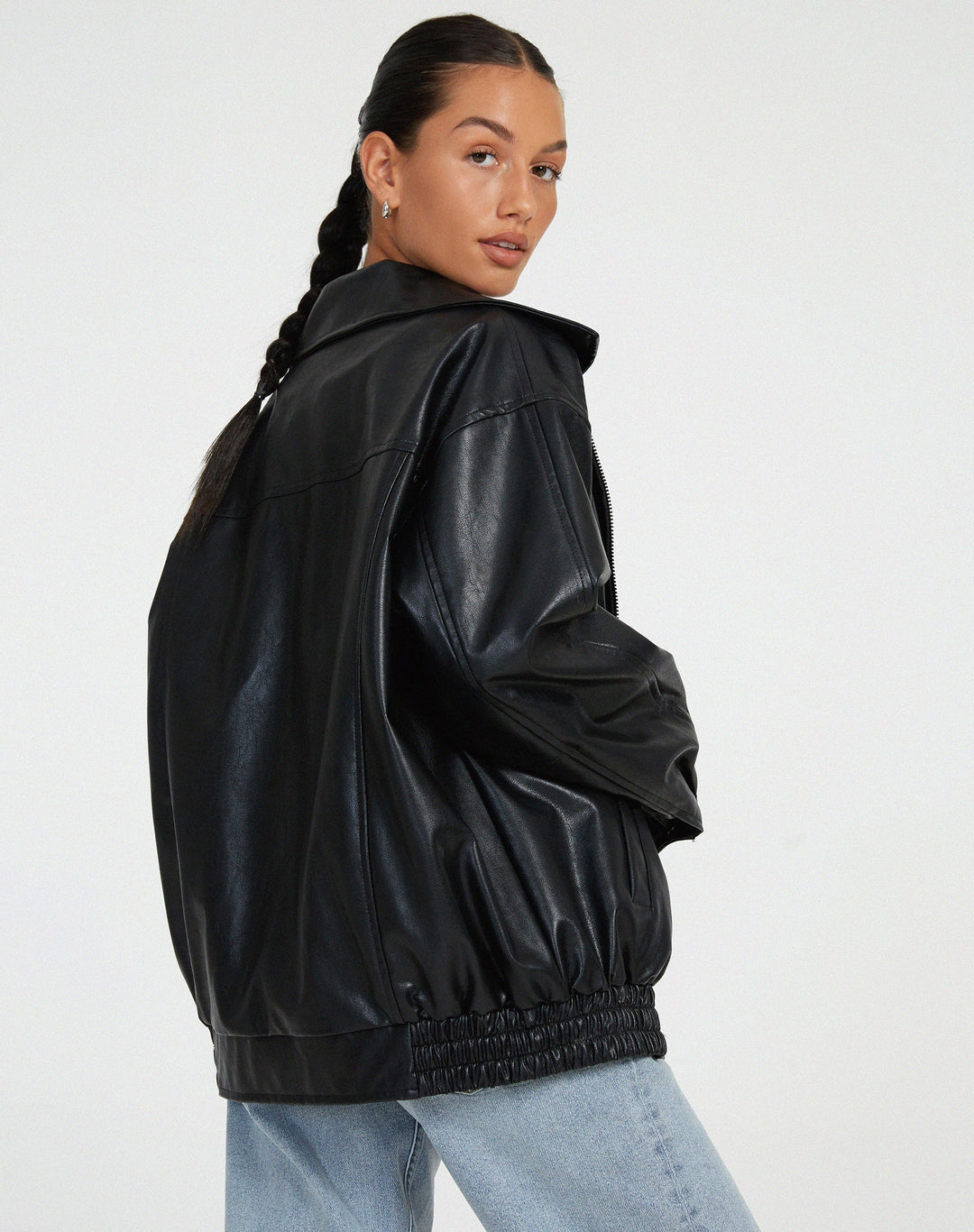Dámský oversize bomber z umělé kůže