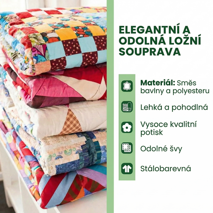 3dílná sada prošívaného povlečení - Bílý ibišek