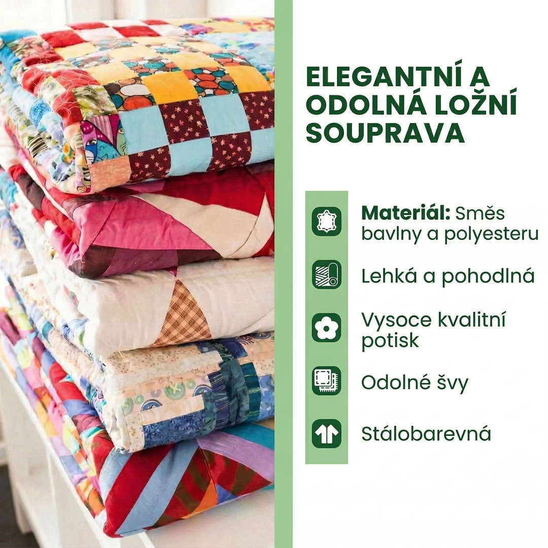 3dílná sada prošívaného povlečení - Kouzlo Vánoc