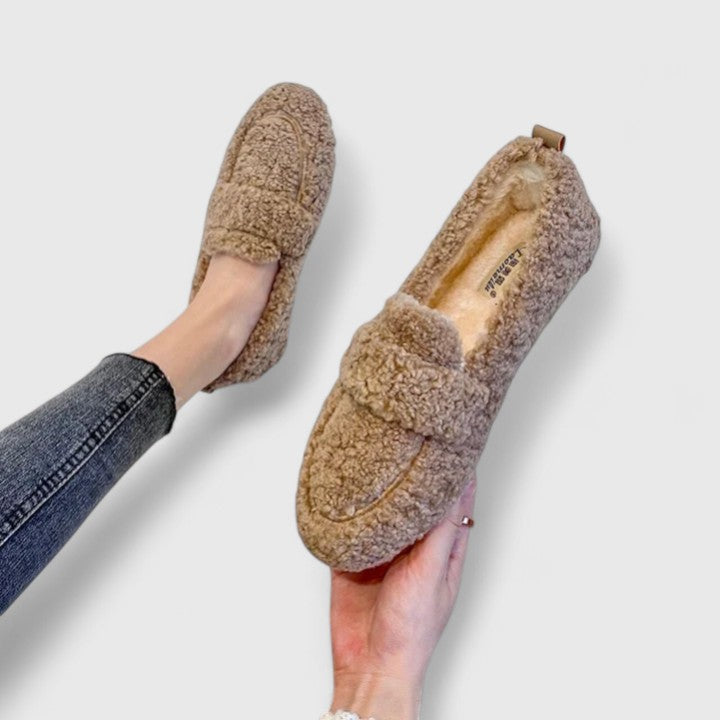 Lucie Elegantní Kožešinové Mocasíny Hřejivým Vložkem