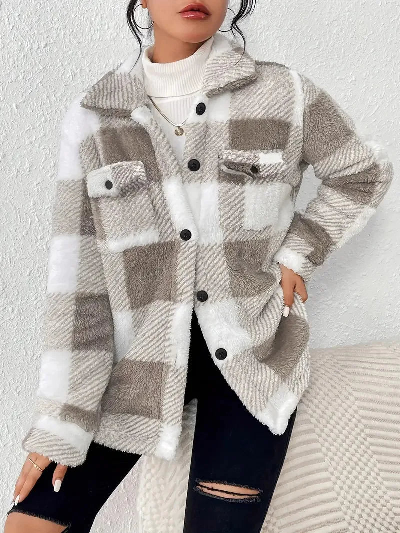 Dámská kostkovaná košilová bunda typu oversized