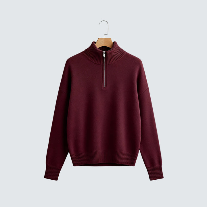 Lenka | Elegantní svetr s polo zipem