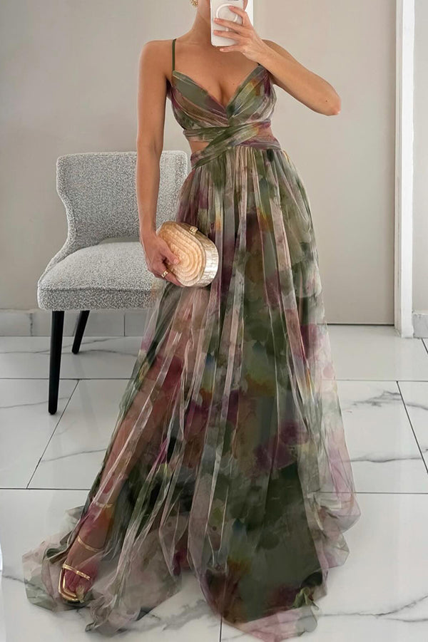 Aira - Elegantní Dlouhá Šaty s Šňůrkami