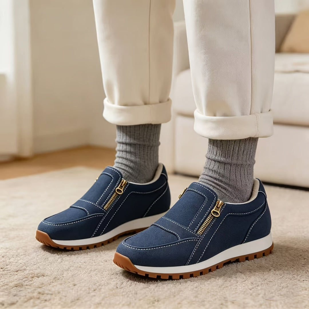 Janne – Teplé slip-on tenisky s dvojitým zipem