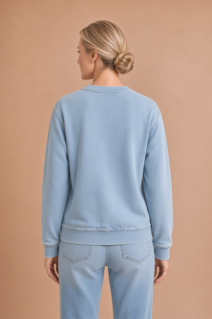 Nina – Naisten huppari denim-patchworkilla ranskanbulldoggityyliin – kuva 4