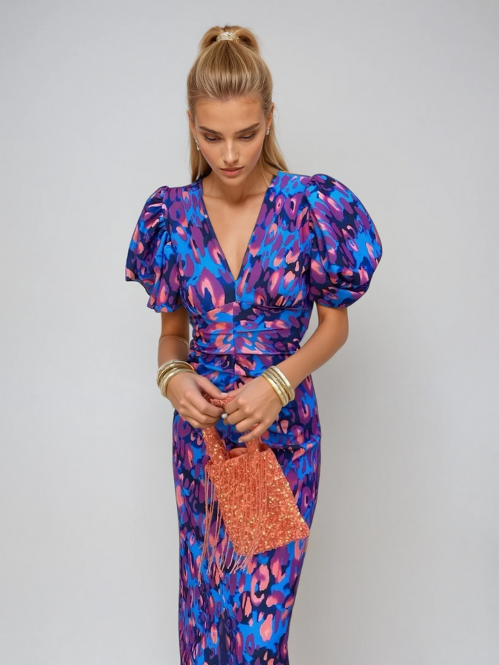 Glecy - Elegantní dámské šaty s balónovými rukávy