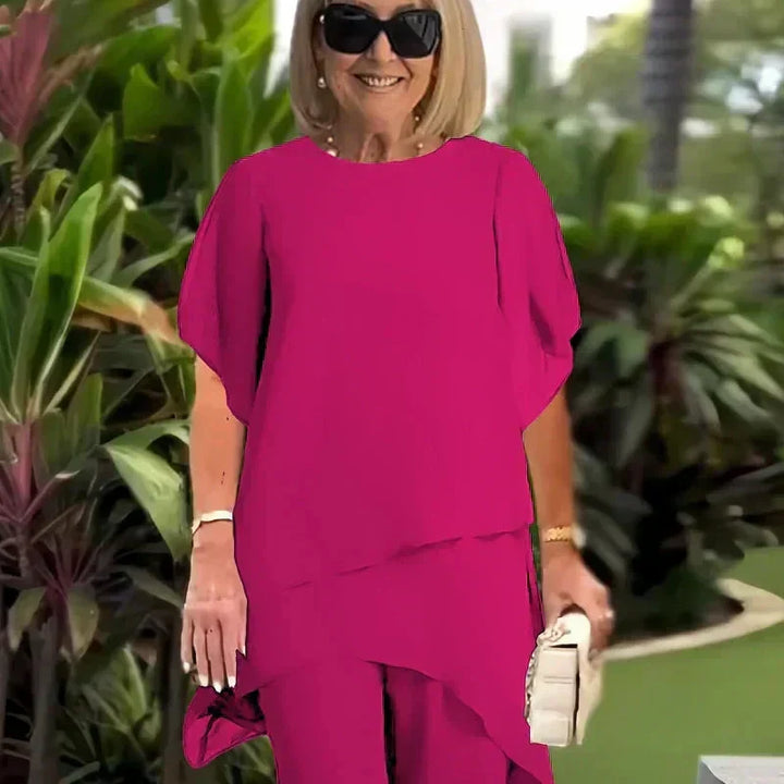 Kostým s draped palazzo kalhotami