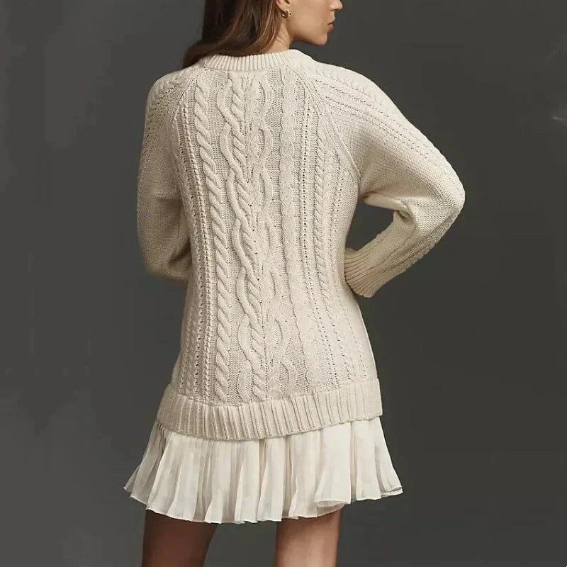 Šaty A-Linie z Pleteniny s Kabelovým Vzorem - Flattering Pletené Šaty
