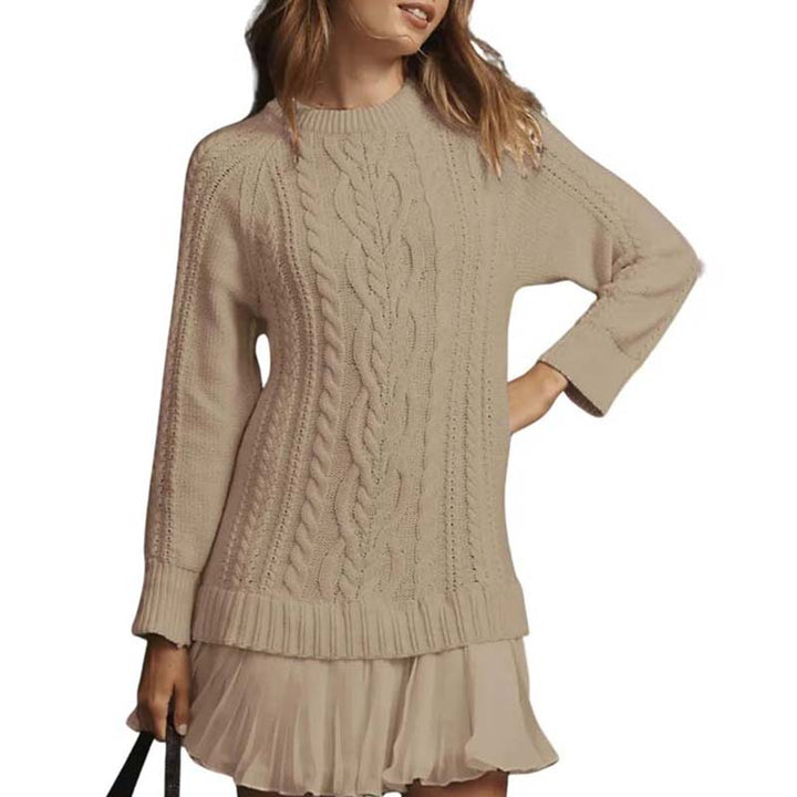 Šaty A-Linie z Pleteniny s Kabelovým Vzorem - Flattering Pletené Šaty