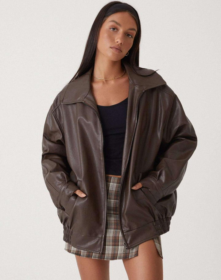 Dámský oversize bomber z umělé kůže