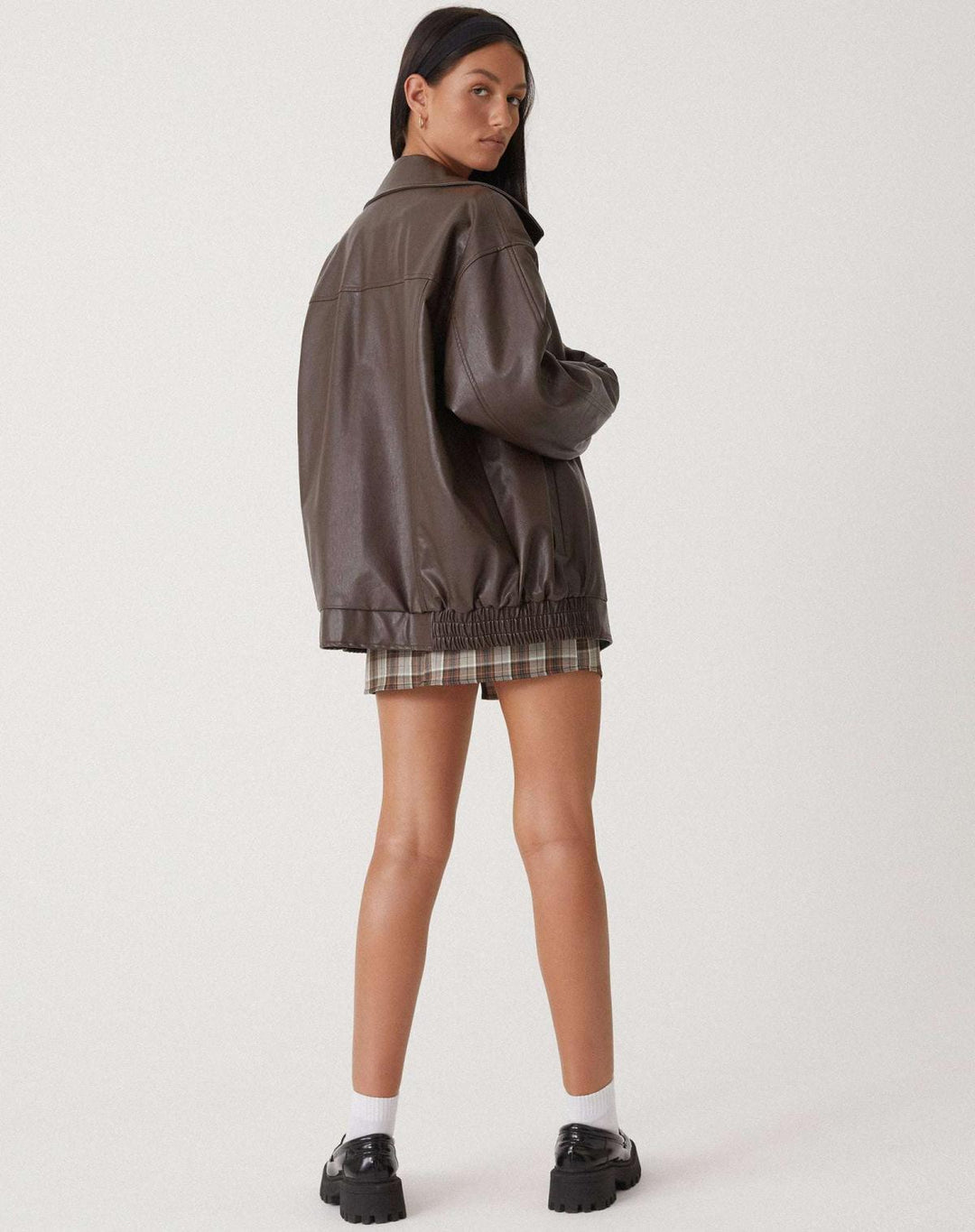 Dámský oversize bomber z umělé kůže